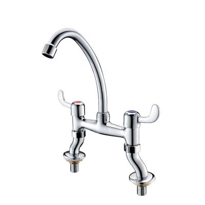 China Modern Popular Easy Assembly 2 Handwheel Double Inlets Kitchen Water Faucets For Sink for sale