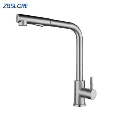 China 2021 Modern Brushed Cold&hot Single Handle Faucet Seven-character Pull Down Faucet for sale