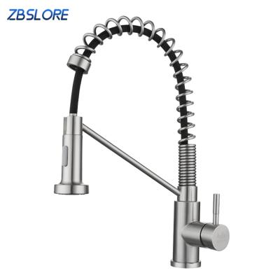 China Thermostatic Faucets Single Level Pull Down Sink Faucet Brushed Lavatory Pull Down Sprayer Faucet for sale