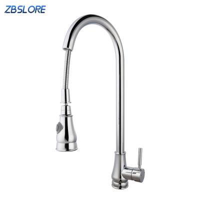 China Commercial Modern Pull Down Faucet Single Handle Cold And Hot Water Kitchen Pull Out Faucets for sale