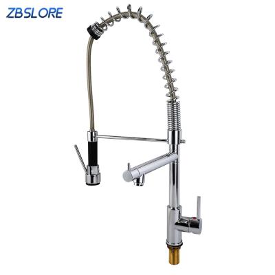 China Factory Wholesale Price 3 Way Faucets In 1 Pull Out Spring Pull Down Spray Kitchen Faucet For Sink for sale