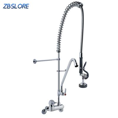 China OEM&ODM Modern High Pressure Brass Squeeze Faucet Commercial Wall Mount With Sprayer Parts for sale