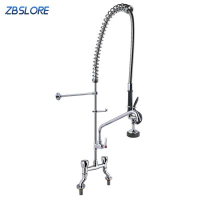 China Modern Deck Mounted Hot And Cold Pre-Rinse Commercial Pull Down Kitchen Sink Faucet With Sprayer for sale