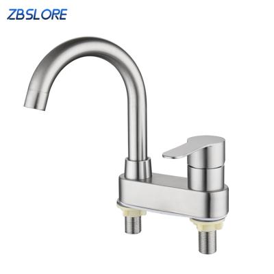 China Modern Hot And Cool Deck Mounted Basin Faucet 2 Holes Basin Faucet For Bathroom for sale