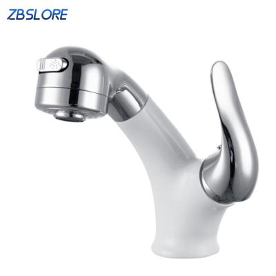 China Contemporary Bathroom Brass Basin Faucet OEM&ODM Hot And Cold Water Basin Faucet Pull Out With Shower for sale