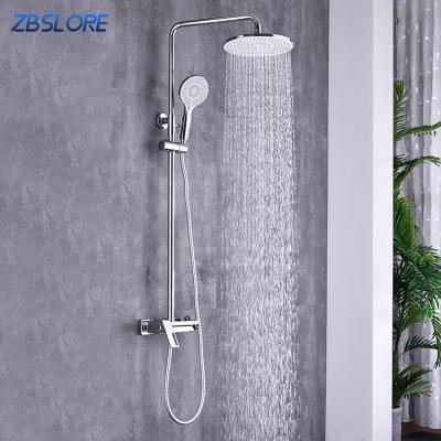 China With Slide Bar Amazon Hot And Cool Online Shower Set 1gpm Mixer Chrome Shower Set With Rainfall Shower Head for sale