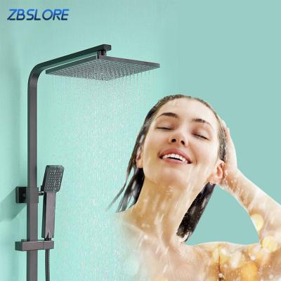 China Without Sliding Bar Wholesale Shower Set Luxury Bathroom Square Shower Set With Shower Head And Arm for sale