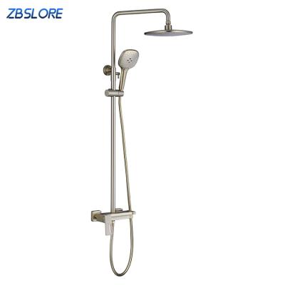 China With Sliding Bar Factory Direct Supply Exposed Shower Set Gold Stainless Steel Shower Set Thermostatic for sale