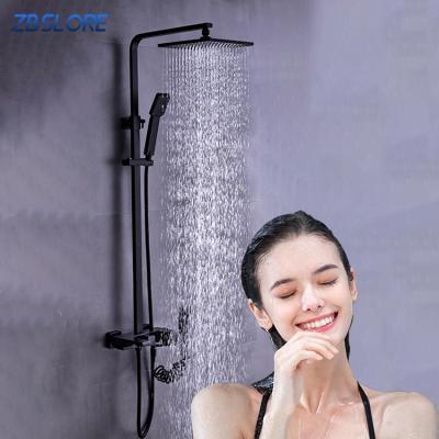 China With Sliding Bar China Manufacturer Bathroom Shower System Brass Push Button Shower System Wall Mounted Black for sale