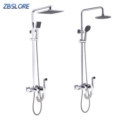 China With Full Slide Bar Shower System 4 Function Wall Mount Chrome Plating Shower Faucet With Bidet Sprayer for sale