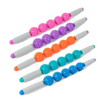 China Yoga or Plates Training Yoga Stick Body Massage Relax Tool Muscle Roller Sticks with 3 Point Ball Spike Muscle Body Relax Tool for sale