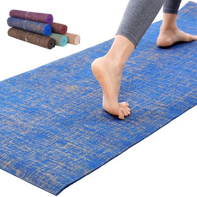 China High Density Colorful Non-Slip Natural Jute Print Ashable Durable Fitness Exercise Yoga Canvas Mat Custom Waterproof Washable Anti-Slip Hemp for sale