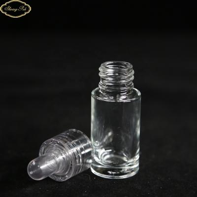 China Clear Personal Care 15ml Cylinder Perfume Glass Bottle Perfume With Glass Dropper For Hair Oil Used for sale