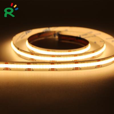 China Flexible Hotel FPC COB Strips Tunbale Color Temperature No Light Dot 608leds/m DC24V 2700K+6000K for sale