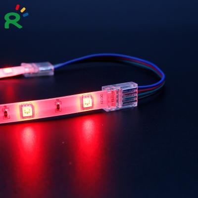 China Transparent PCB LED Strip Connector 4pin With Wire For DC24V/12V SMD5050 RGB Led Strip for sale