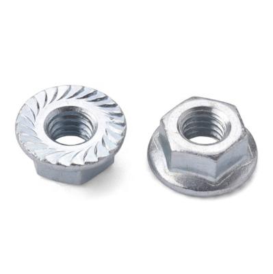 China Heavy Industry Factory Price Galvanized Serrated Wire Locking Non-Slip Hex Flange Nut for sale