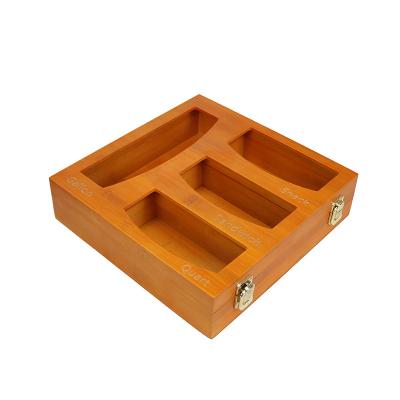 China Living Room Kitchen Wooden Drawer Organizers With Dispenser Plastic Holder Envelope Aluminum Bag Bamboo Ziplock Storage Organizer for sale