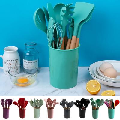 China Viable Non-Toxic Cooking Baking Tools Beater Turner Silicone Kitchen Utensil Set Silicone Shovel Spoon Scraper Brush Shovel for sale