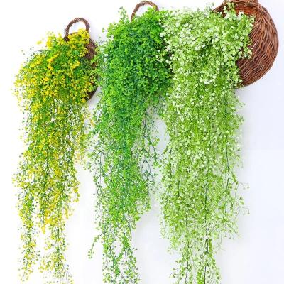 China Factory Silk Artificial Rattan Willow Shooting Wedding Home Bar Wall Hanging Decoration 80cm Plastic Gold Bell Flower for sale