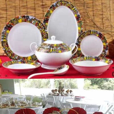 China Viable Wholesale Porcelain 26pcs Ethiopian Dinnerware Set For Habesha Saba Design Ethiopian Food for sale