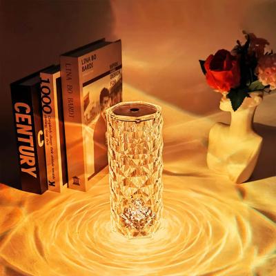 China Modern LED Crystal Table Lamp Rose Light 3/16 Projector Colors Touch Atmosphere Light USB Adjustable Romantic Touch Night Light for sale