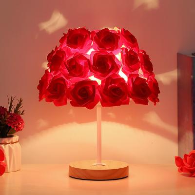 China New Modern European Home Table Lamp Rose Flower LED Night Light Wedding Decor Atmosphere Night Light Sleep Lighting for sale