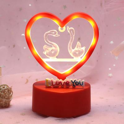 China Small Modern Creative Plastic Night Lamp Glow Cartoon Swan Table Lamp Lovers Little Girlfriend Classmate Boyfriend Daughter Birthday Gift for sale