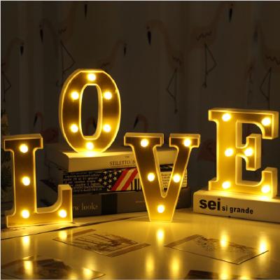 China 2023 Plastic Home Decoration Light Up Light Wedding Battery Operated English Neon Gold 26 Letters LED Love Alphabet Night Light for sale