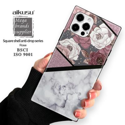 China Protect Cell Phone Fashion Printable Smart Square Silicone Tpu Flower Waterproof Solid Phone Case Cover For Iphone 12 For Iphone 11 for sale