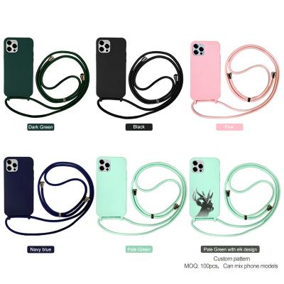 China Protect Cell Phone/Hand Free Clear Bumper Cross Body Cell Phone Key Chain Case With Lanyard Necklace Strap Iphone 12 Modular For Iphone11 for sale