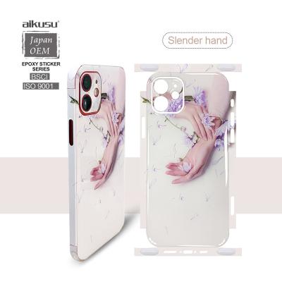 China Goods Customize 360 ​​Degree To Protect Epoxy Flower Fashion Kawaii Decorative Aesthetic Phone Sticker Cute Full Skin Cover For Iphone 12 for sale