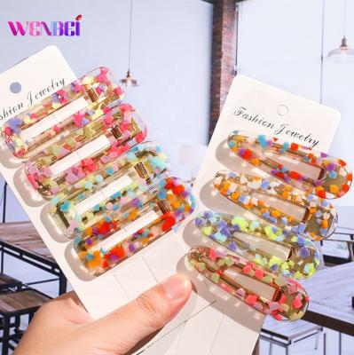 China Wholesale 6.8CM Hair Decoration Korean Acetate Acrylic Hair Clips Pins Glitter Rectangular Jelly Side Water Drop Star Clip for sale