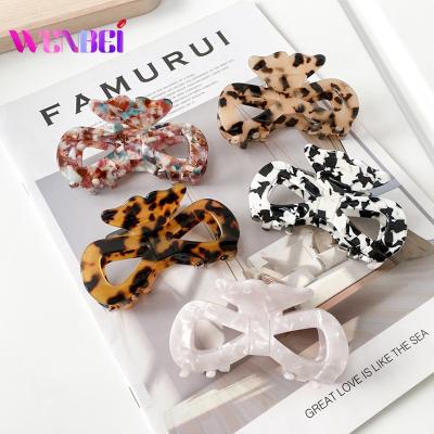 China Factory Handmade And Polish Suppliers Hollow Out 9cm Bow Shaped 3.6 Inch Big Size Acrylic Acetate Hair Claw Clip For Women 2022 New for sale