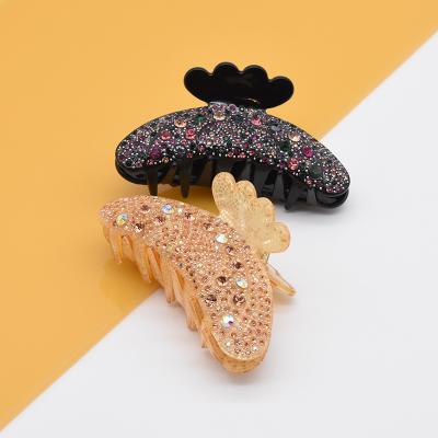 China Newest European and American Type Environmental Friendly Hair Claw Clips 9.5cm Crystal Hair Clip Rhinestone Acrylic Claw Hair Clips For Women for sale