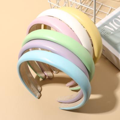 China Hot Selling Environmental Friendly Ins Pu Sponge Headbands Spring Cool Candy Color Headband For Women for sale