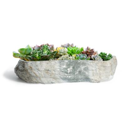 China Faux Rock Shaped Modern Design Faux Stone Ceramic Pots for Home and Hotel Decoration Succulent Pot Planter Ceramic Succulent Pot for sale