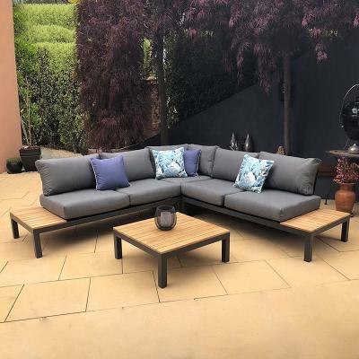 China Modern outdoor furniture sofa set courtyard outdoor corner garden sofa villa club fabric L-shaped sofa for sale