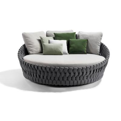 China Round Shape Sun Sofa Contemporary Rope Woven Outdoor Daybed Hot Sale Beach Sofa for sale