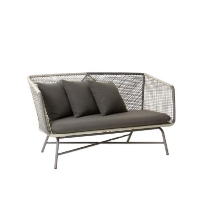 China Hot Sale Modern Design Outdoor Furniture Aluminum Metal Frame Wicker Sofa In Stock for sale