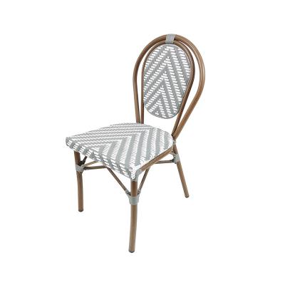 China Wholesales UV Resistant Ready To Ship Village Bistros Cafe Shop Metal Rattan Classic Style French Cafe Chair for sale