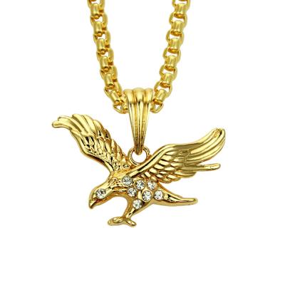 China Hip Hop Hip Hop Diamond Necklace Spreading Wings Eagle Necklace for sale