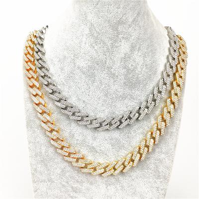 China Hiphop 18k Gold Finish Iced Out Thick Miami Cuban Link Chain Necklace Hip Hop CZ Miami Cuban Link Chain Necklace for sale