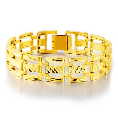 China Environmentally Friendly Mens Hip Hop Jewelry Style Solid Yellow Gold Filled Mens Bracelet Wrist Chain Link Fashion Accessories Gift for sale