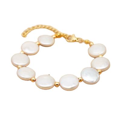 China 2020 New Fashion Jewelry Trendy Natural Freshwater Baroque Pearl Gold Environmentally Friendly Chain Bracelets For Women for sale