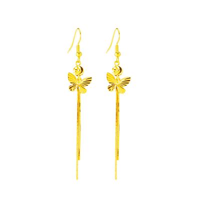 China 2021 TRENDY Luxury Fashion Long Tassel Butterfly Drop Earrings Gold Color Shape Women Hanging Earrings for sale