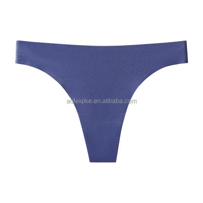 China Ladies Sexy Women's T-Back Hole Ducts Seamless Women's Silk Thong Panties Low Waisted Breathable Ice for sale