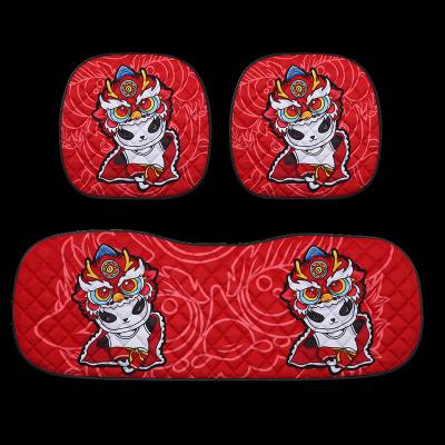 China Universal Cute Car Seat Cover 3 Pieces Chinese Style Car Fit Cartoon Cute Car Seat Cover Winter for sale