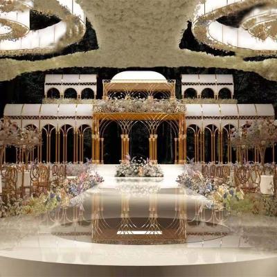 China Hotel .restaurant .banquet. Home.Wedding Wedding Props Striking Arch Stage Background Screen Decorations Iron Castle Arch Wedding Hall Props for sale