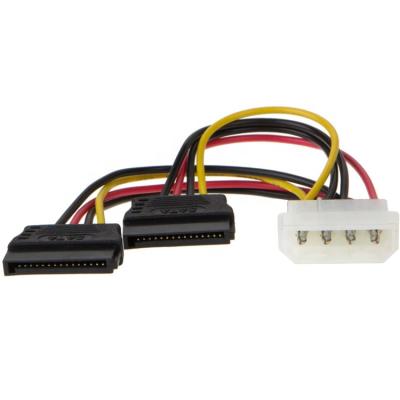 China Factory Supply 10cm 4 Pin Molex SATA Y Cable To 2X SATA Power Cable Adapter for sale