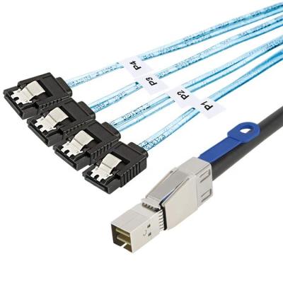 China External Mini SAS Workstations HD SFF8644 180 to Port 4 Degree 7P SATA Cable for Hard Disk Data Server for sale